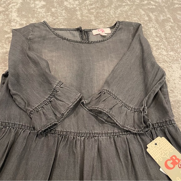 GB Girl size 6X slightly distressed solid gray ruffle dress New w/ tags - Picture 2 of 14